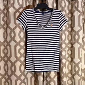 Ralph Lauren Navy and White Striped Tee